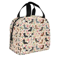 fresh cooler bags cute dachshund dog portable zipper thermal lunch bags for women convenient lunch food bags