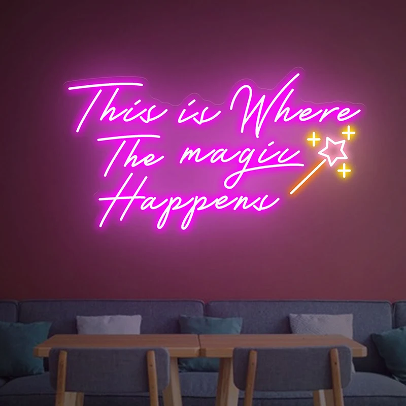 

This Is Where The Magic Happens Neon Sign Wedding Party Living Room Decor Led Light Signs Custom Bedroom Decorative Night Lights