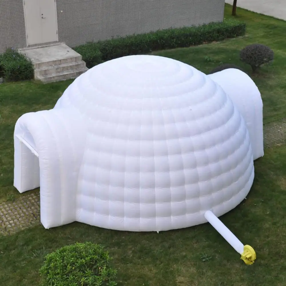 

6m Dia Factory Price White Inflatable Igloo Dome Tent With LED Lights 2 Doors Outdoor Camping Party House Marquee