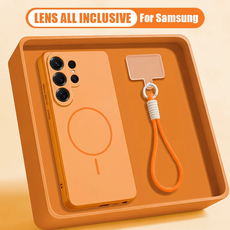 Фото Магнитный чехол для Samsung Galaxy S26 S25 Ultra S24 S23 FE A57 A17 A56 A37 A16 A55 A36 A55 с ремешком Magsafe для телефона №1