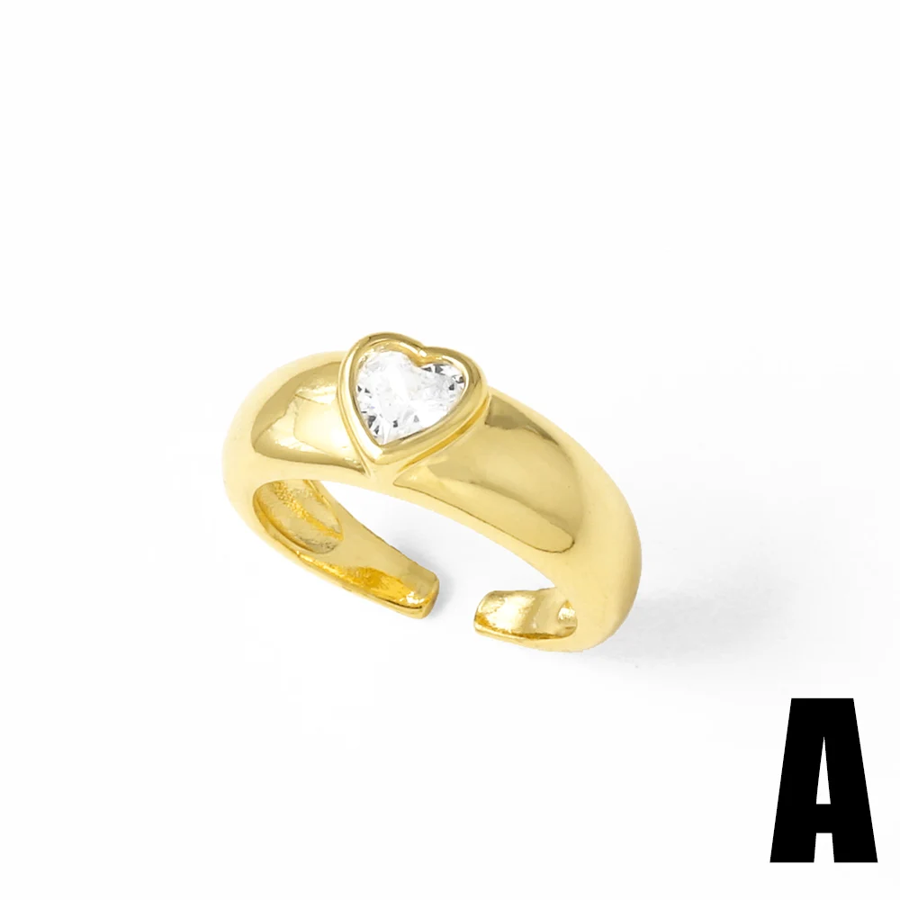 OCESRIO широкие массивные кольца с белым кристаллом в форме сердца для женщин медное