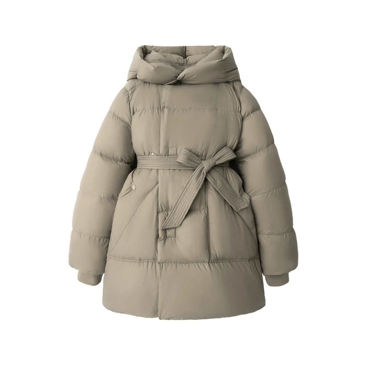 Thick Hood Women Jacket  Office Lady  90%  White Duck Down  Winter Warm Coat Women  Covered Button Adjustable Waist