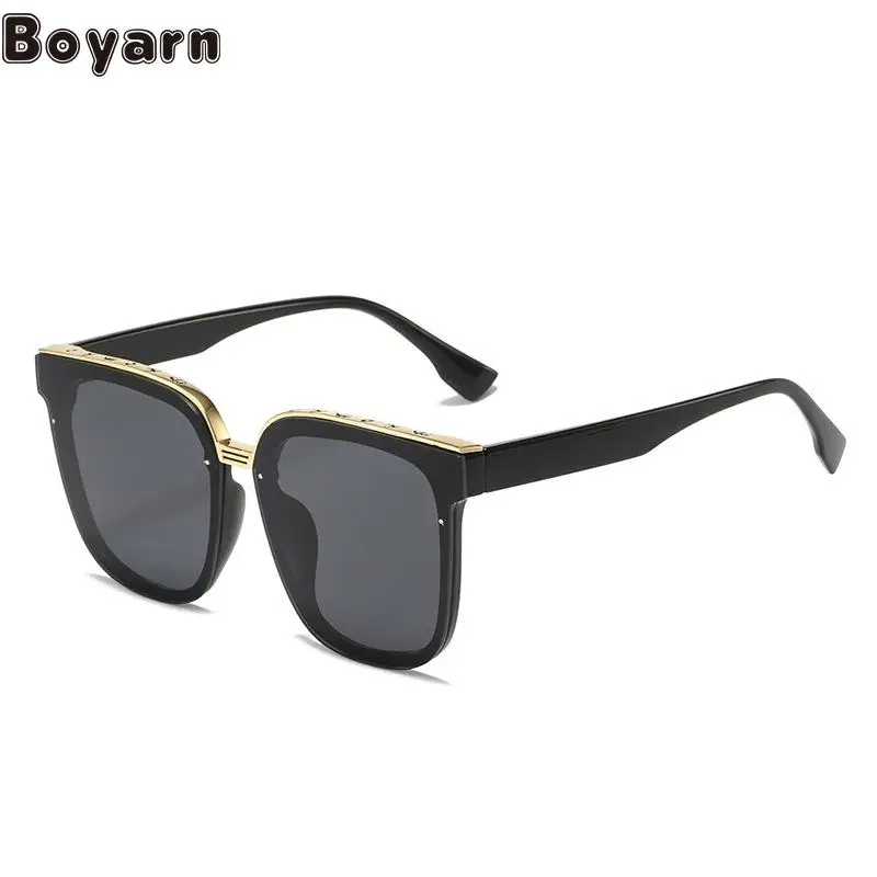 

Boyarn Sunglasses Women's Summer Sun Protection 2022 New Square Black Tea Sunglasses Net Red Same Style Street Shot Glasses Tren