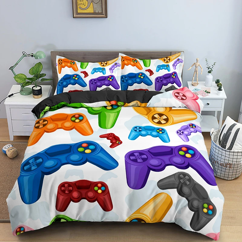 Game Bed Sets for Boys Gamer Comforter Duvet Cover Gaming Themed Bedroom Decor Single King Polyester Bedding Set Home Textile
