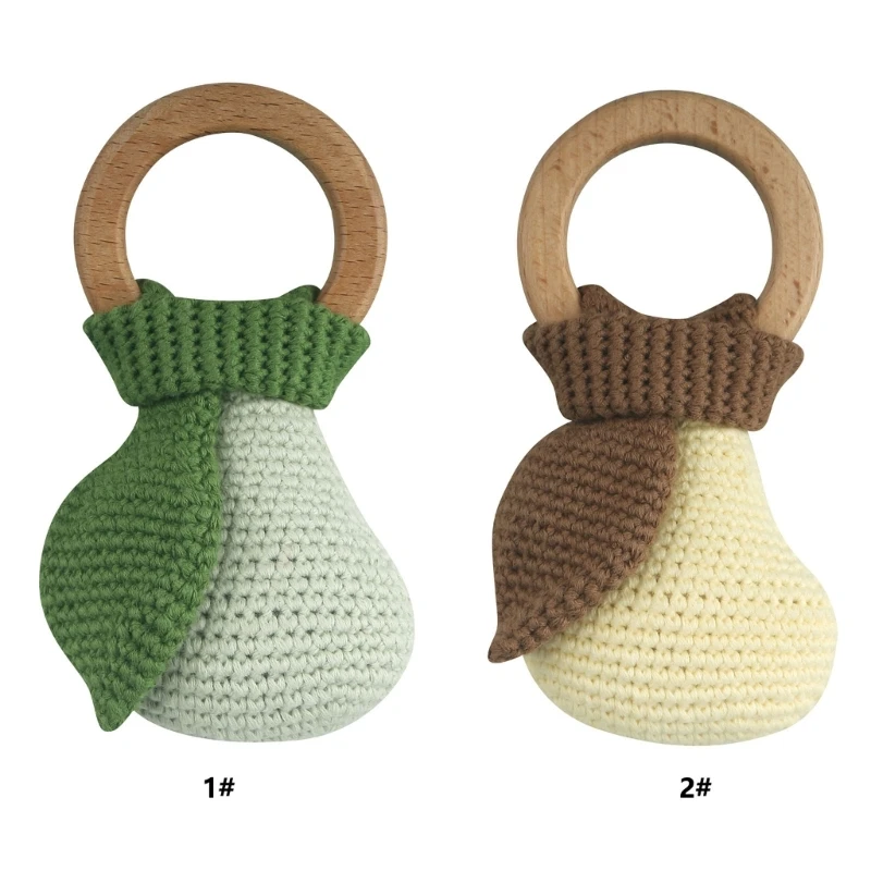 

67JC Rattle Bell Crochet Fruit Baby Teether Toy Hand Grab Teething Ring Handbell Baby Teething Toy Infant Chew Toy