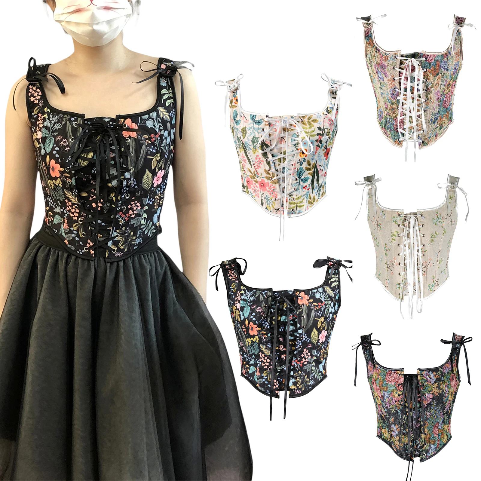 Женский элегантный корсет в стиле ретро укороченная майка винтажные топы без