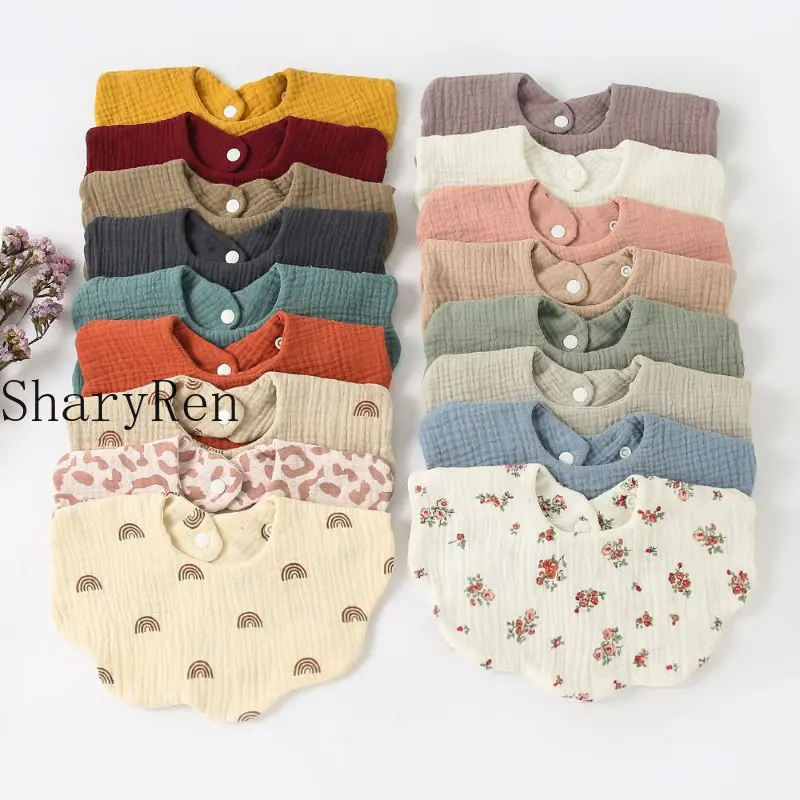 Cotton Gause Baby Bibs 360 Flower Newborn Bib Infant Burp Cl