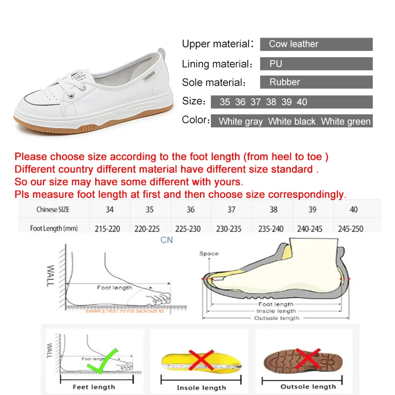 Cow Leather Flats Women White Casual Sport Shoes 2023 New Soft Comfortable Non Slip Rubber Female Shoes Zapatos De Mujer