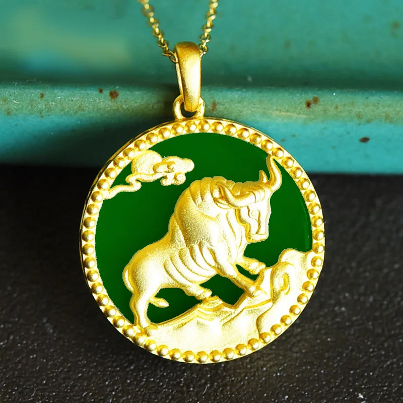 

Китайская Подвеска из натурального белого нефрита ручной работы с кулоном в виде зодиака Ox модные ювелирные изделия из бутика белое ожерел...