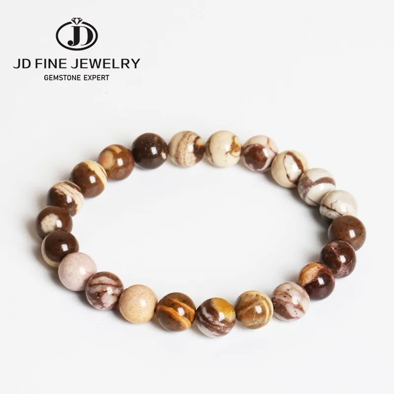 

JD Natural Australia Zebra Stripes Jasper Mineral Stone Bracelets Men Women Vintage Yoga Meditation Strand Bangles Jewelry Gifts