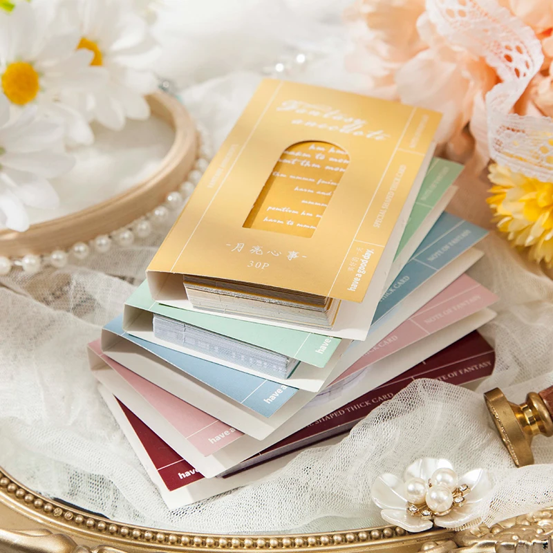 

30pcs/pack Morandi Material Paper Memo Pad Junk Journal Ephemera Vintage Sticker Label Aesthetic Sticker Scrapbooking Material