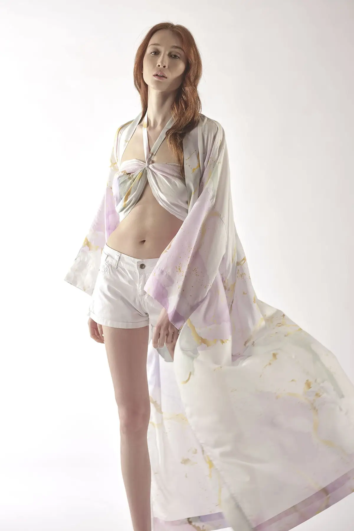 

Women's Purple White Arched Pockets Long Quartz Kimono New Season Free Shipping Nuba Company
