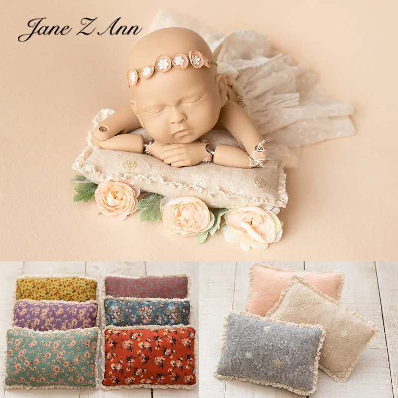 Almohadas florales bordadas de estilo francés, accesorios auxiliares para fotografía de recién nacidos, bebés, estudio de fotografía