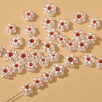 10pcs 11 13mm red white flower lampwork beads fashion diy loose spacer murano glass bead for jewelry making bracelet necklace