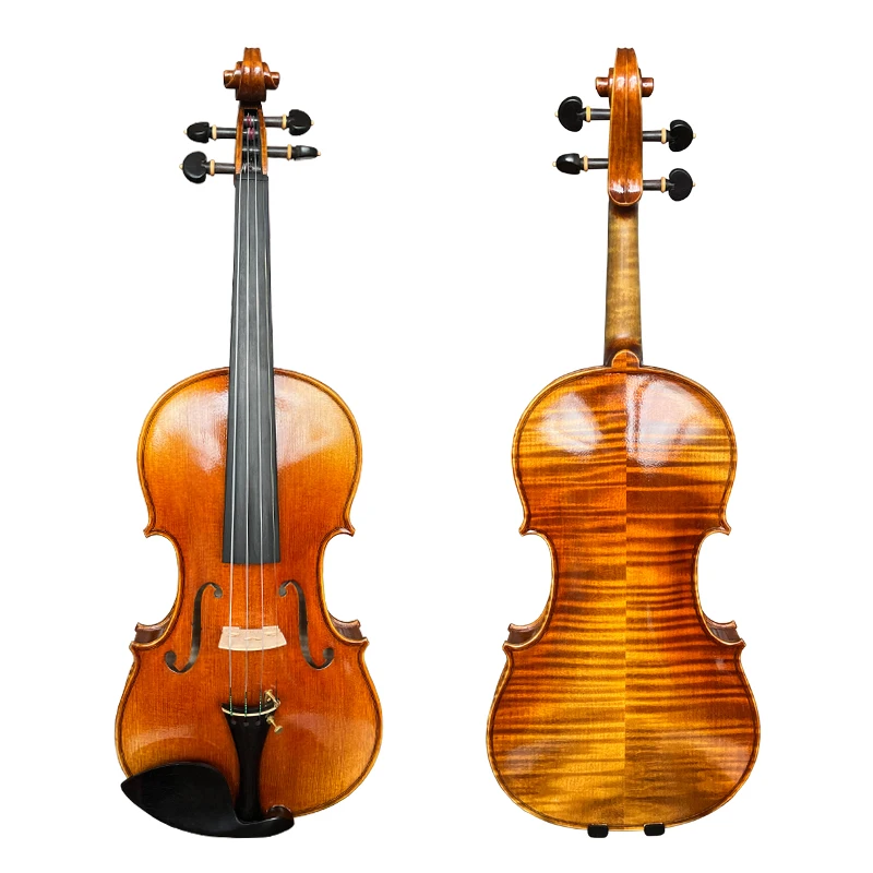 

Aiersi new coming nice flame maple violin professional solid violin with rectangle foam case
