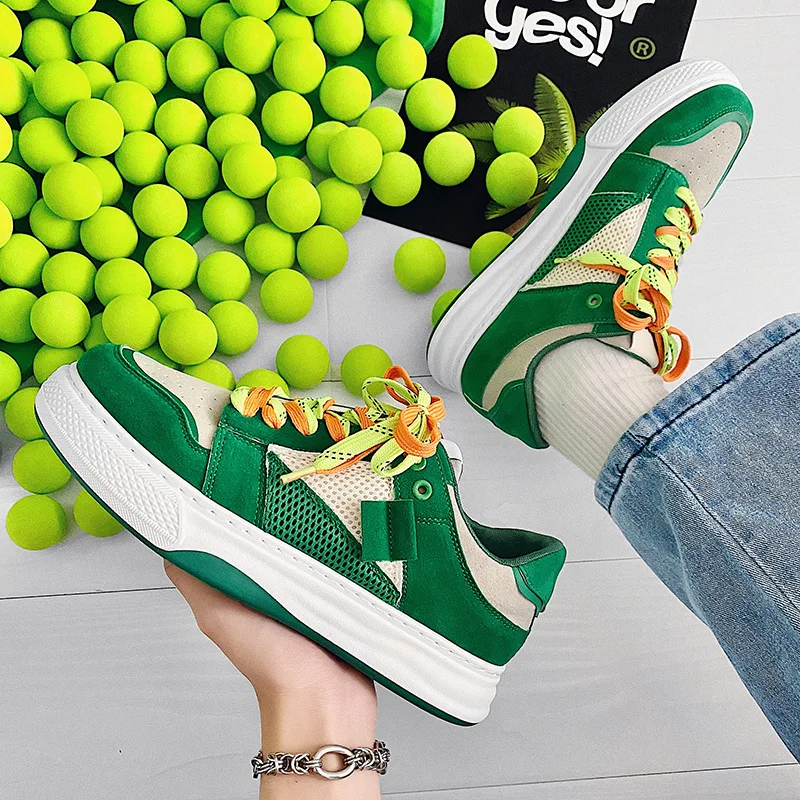 

Mens Casual Shoes Mesh Thick Bottom Men Sneakers Lace Up INS Sports Wind Canvas Shoes Ulzzang Dissolving Shoes Fashion Men Shoes
