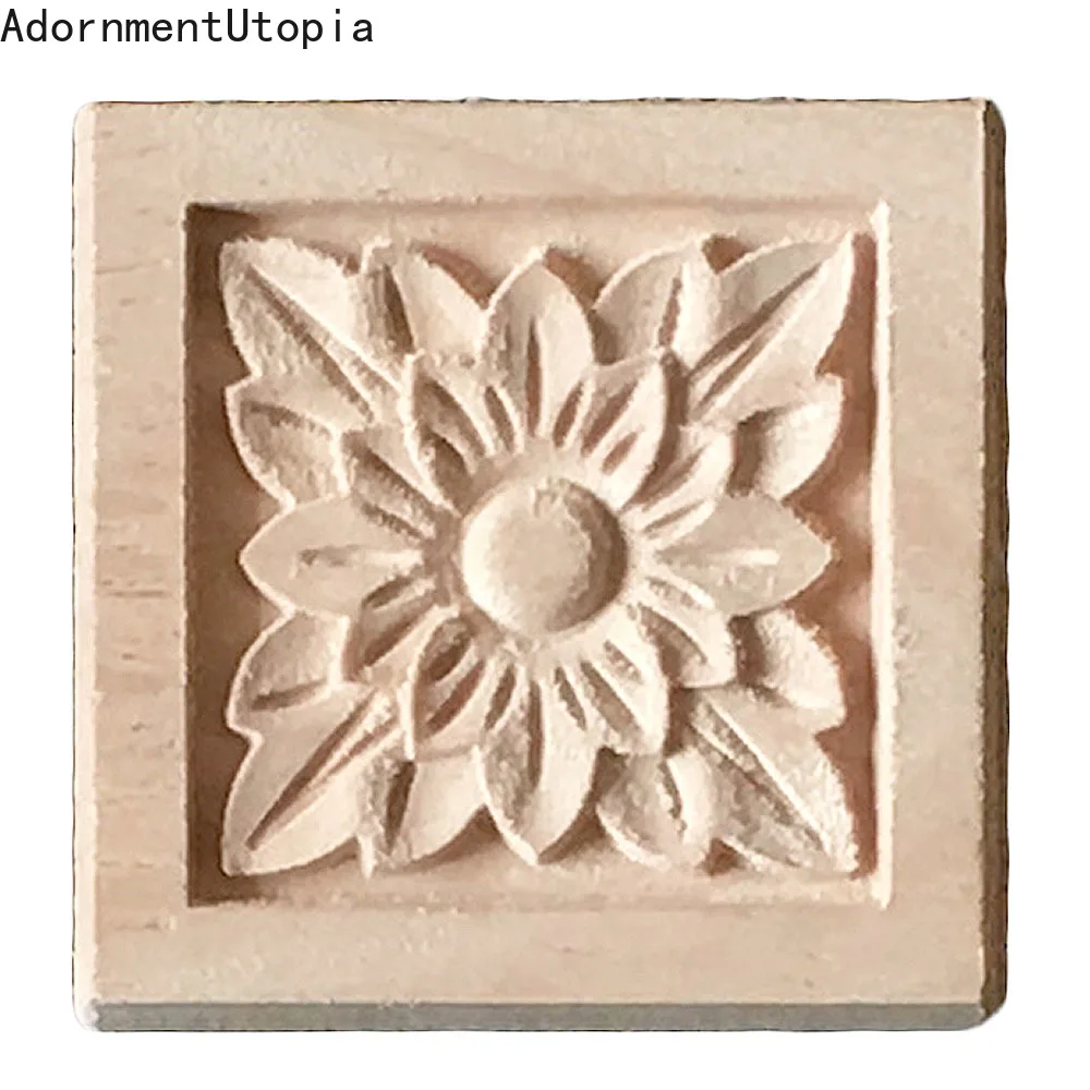 

10PCS 5-15cm European Style Wooden Wood Applique Decal Furniture Door Decoration Carved Flower Home Decor Figurine Miniatures