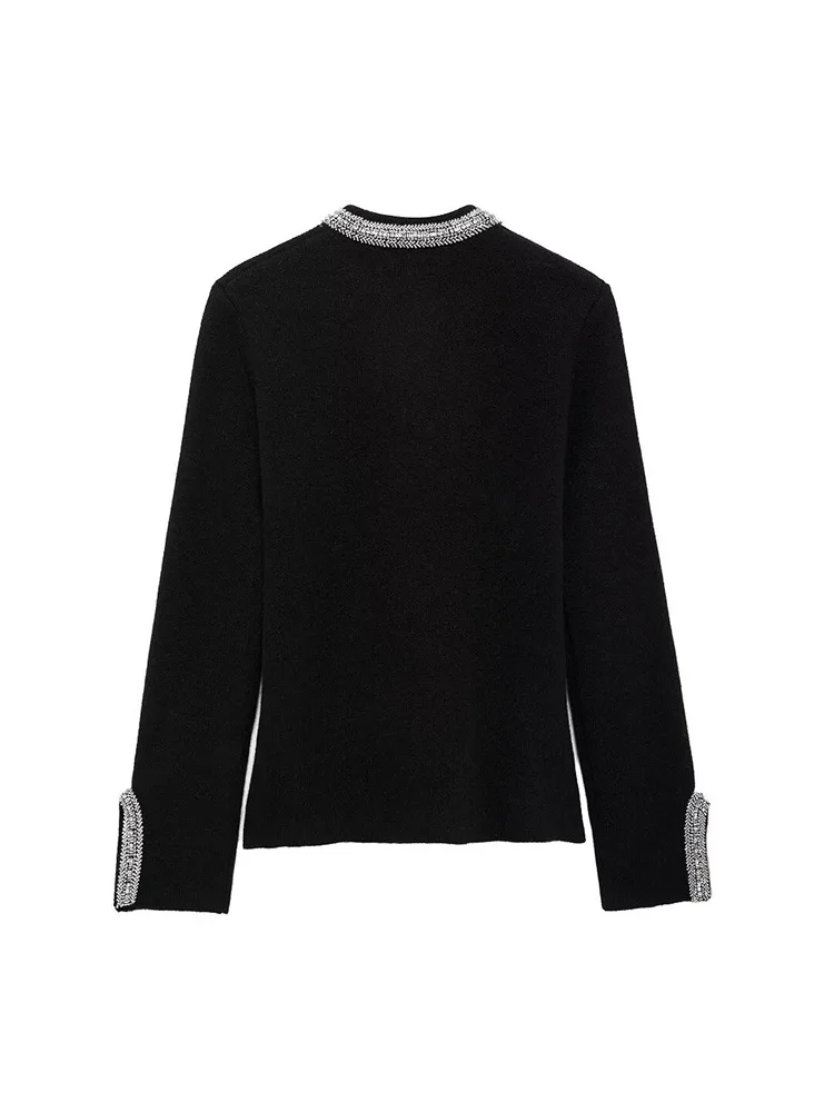 Новинка 2024 осенне-зимняя женская куртка с круглым вырезом мода декоративный топ