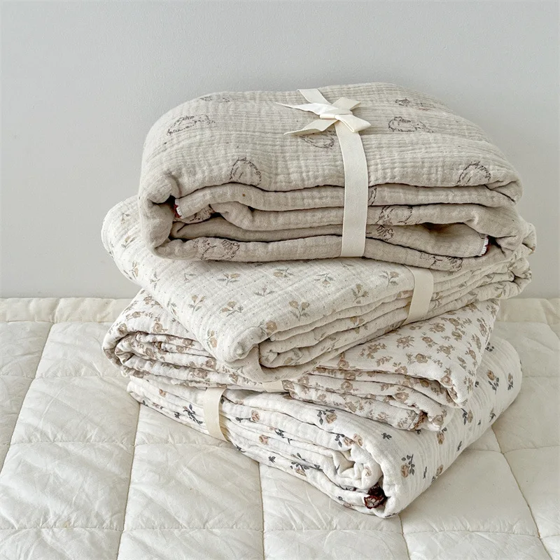 

For Crib Receiving Bath Children Stroller Baby Towel Organic Blanket Swaddle Layers Wrap Blanket Baby 4 Newborn Baby Muslin