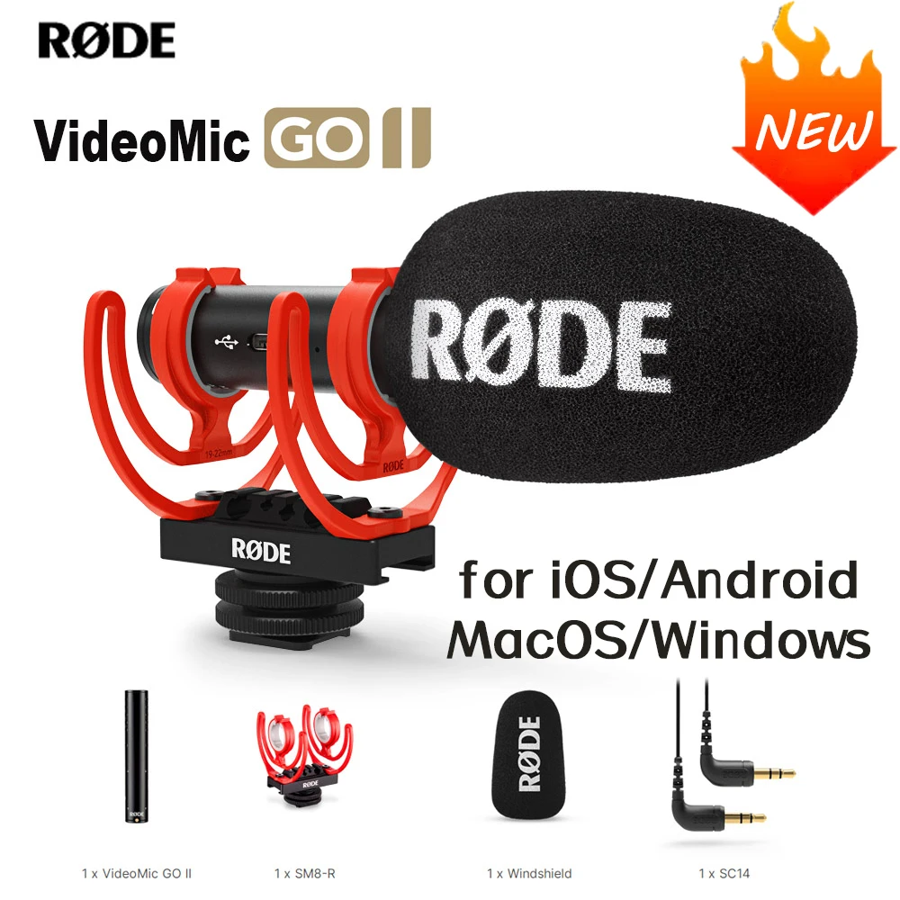 Студийный микрофон Rode VideoMic GO II для видеозаписи подходит ПК ноутбуков телефонов