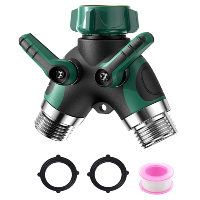 

All Metal Garden Hose Splitter 2 Way Heavy Duty, 3/4 Inch Y Hose Splitter With Shut Off Valves, Water Faucet Splitter