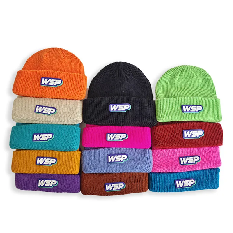 

WSP letter knitted cap Knit hat Beanie Winter elastic warm skullies Unisex men Women Casual Sports Ski skullcap Gorras