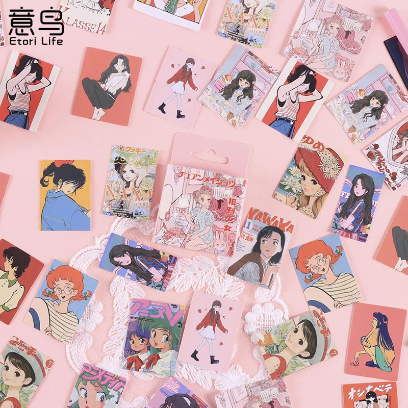46 Pcs Anime Character Small Size Scrapbook Stickers Boxed Diy Decoration Cute Girls Sticker For Planner Scrapbook Diary Album