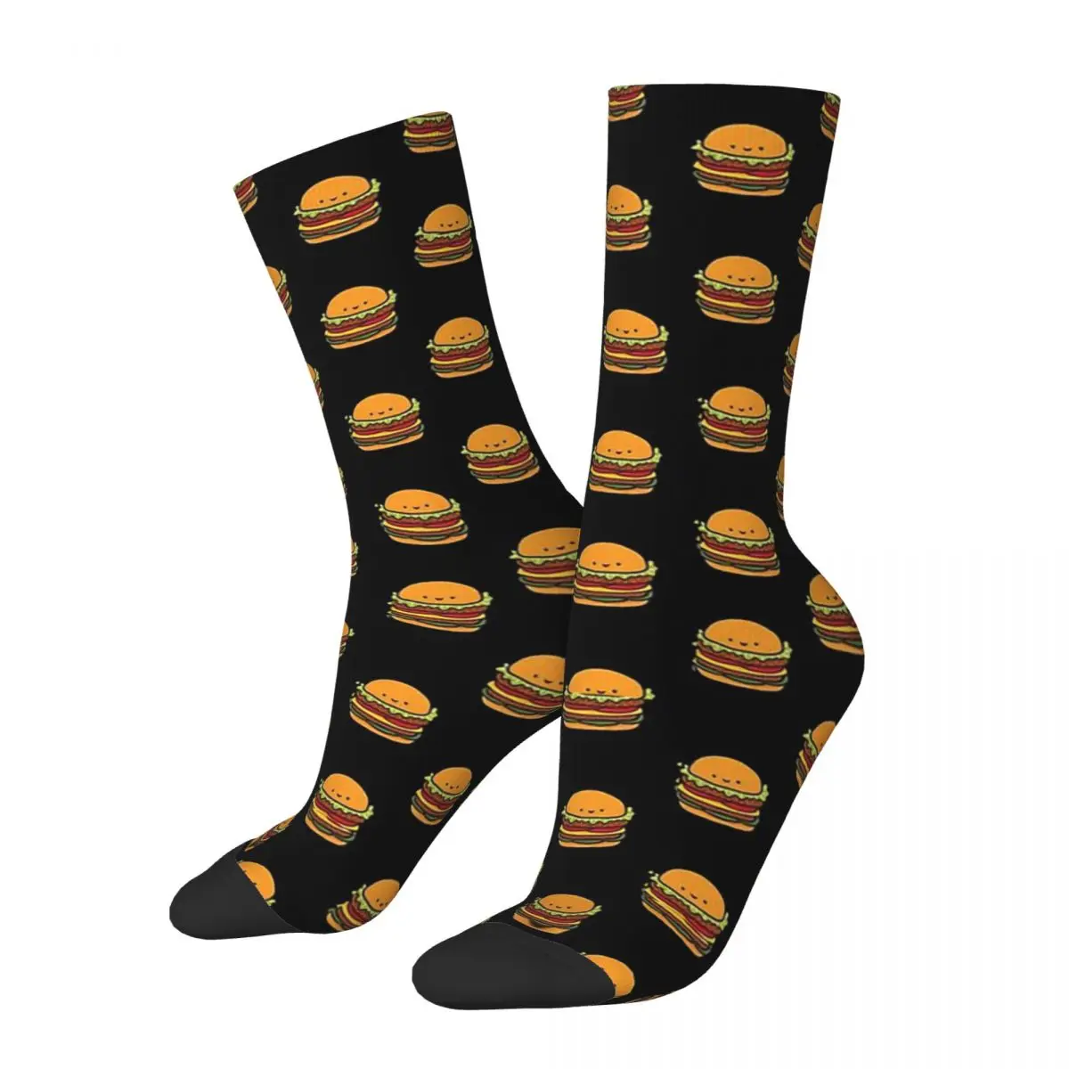 

Hip Hop Vintage Cute Burger Crazy Men's compression Socks Unisex Hamburger Harajuku Seamless Novelty Happy Crew Sock Boys Gift