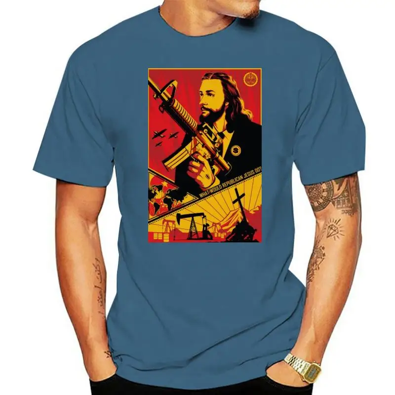 

Футболка с принтом, Мужская футболка с круглым вырезом и принтом республиканского Иисуса