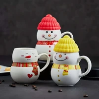 western christmas ceramic mug creative cartoon snowman porcelain cup with lid decorative drinkware tea mug coffee water cup