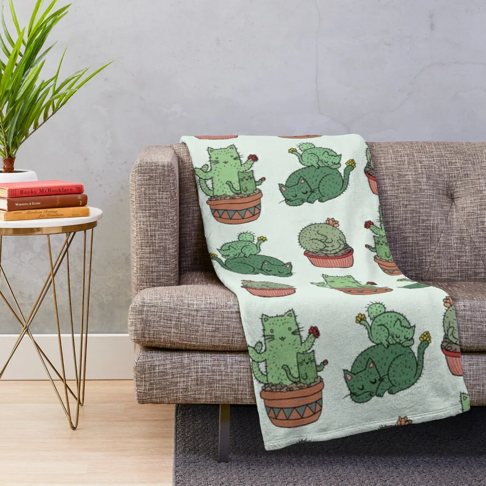 Простое одеяло Красивое Одеяло шерпа кактус кошки дешевое |