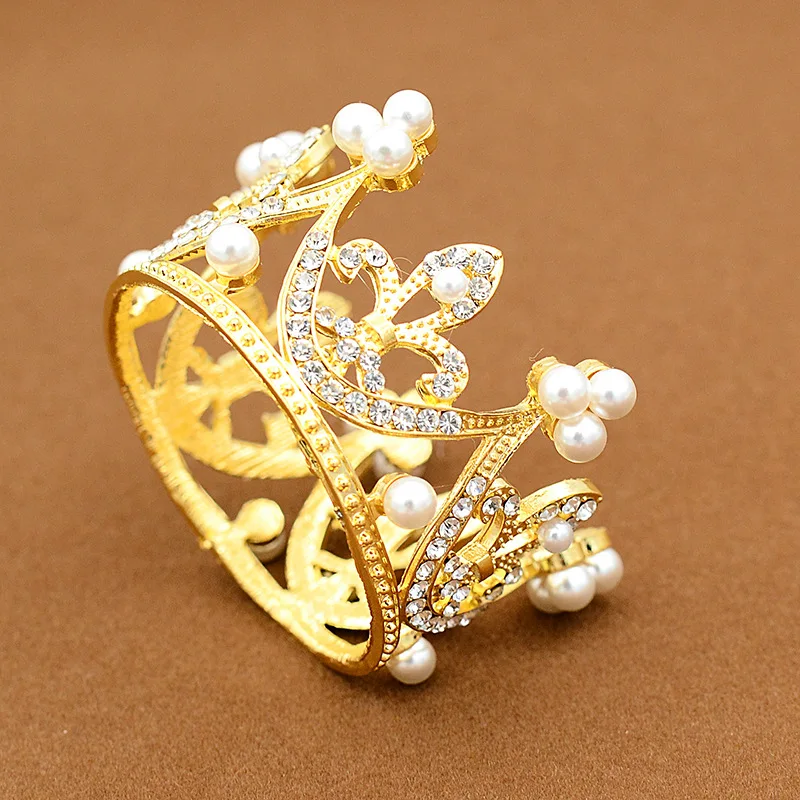 

Simulated Pearl Tiaras and Crowns Kids Round Mini Birthday Cake Crown Girl Headpiece Hair Jewelry Accessories