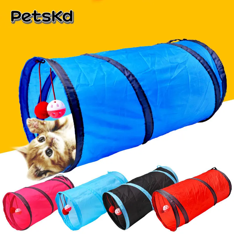 

Cat Tunnel Toy Funny Pet 2 Holes Play Tubes Collapsible Crinkle Kitten Toys Puppy Ferrets Rabbit Dog Tunnel Tubes Pets Product