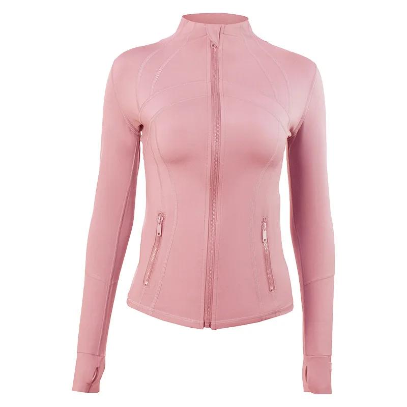 With Logo Define Jacket Women Naked Yoga Coat Long Sleeve Crop Top Zipper Fitness Running Shirts Workout Clothes Sportswear