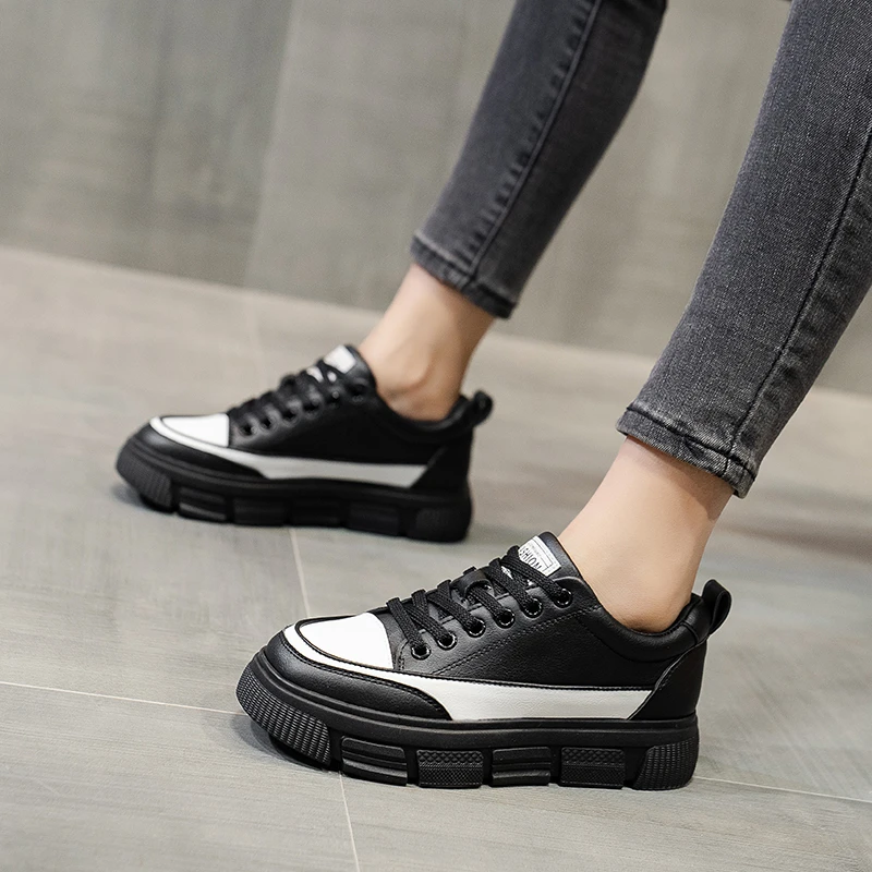 

2023 Brand Shoes for Ladies Lace-up Women's Vulcanize Shoes Mixed Colors Platform Women Sneakers Flat with Women's Sports Shoes