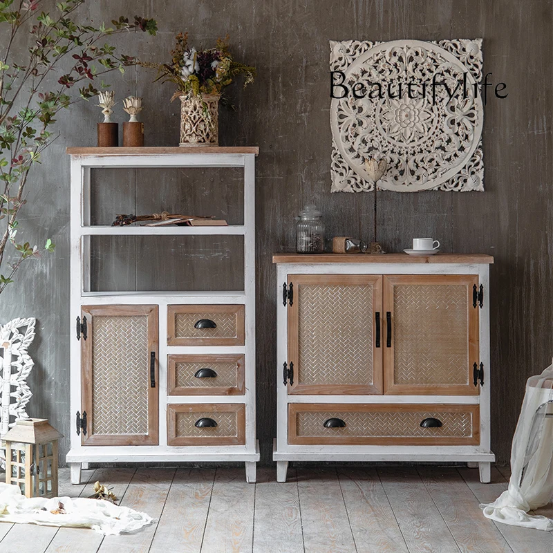 w stylu amerykańskim antyczna szafka wejściowa z litego drewna minimalistyczna do przechowywania gospodarstwie domowym