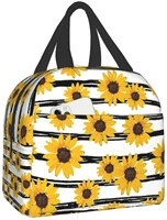 sunflower insulated lunch bag stripe sunflowers reusable lunch box lunch cooler tote bag for office work school picnic beach