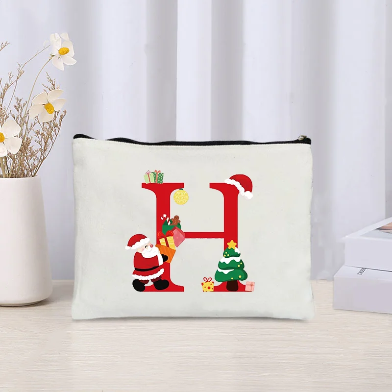 Рождественская косметичка с буквами A-Z маленькая холщовая многоразовые