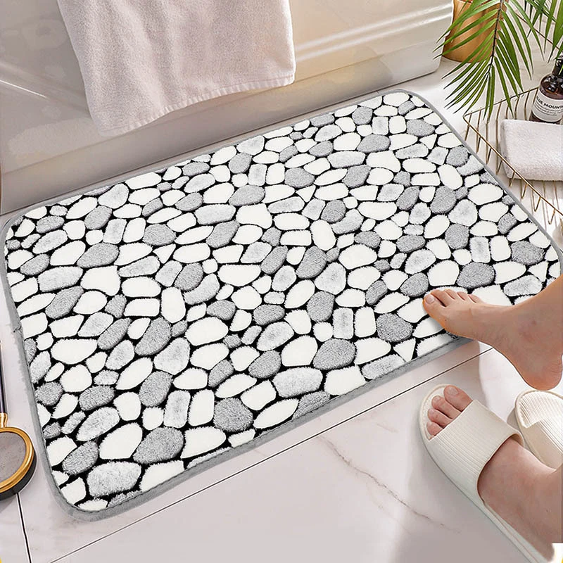 

Bathroom Mat Bathtub Side Carpet Non-slip Absorbent Bathroom Doormat Soft Coral Velvet Offset Printing Bathroom Accessories