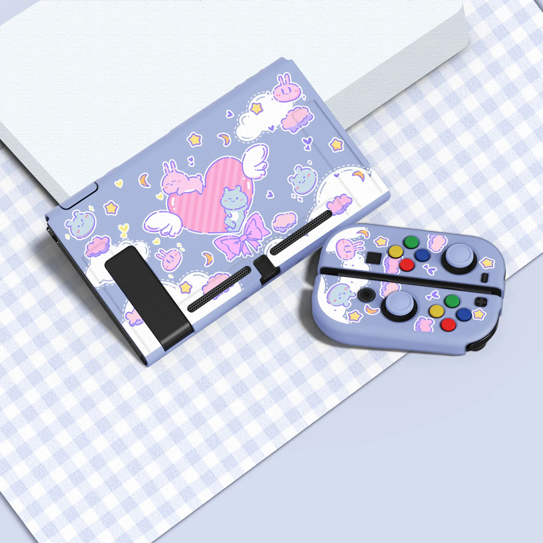 

PlayVital ZealProtect Soft Protective Case For Nintendo Switch, Cute Shell with Screen Protector & Thumb Grips - Fantasy Bunny
