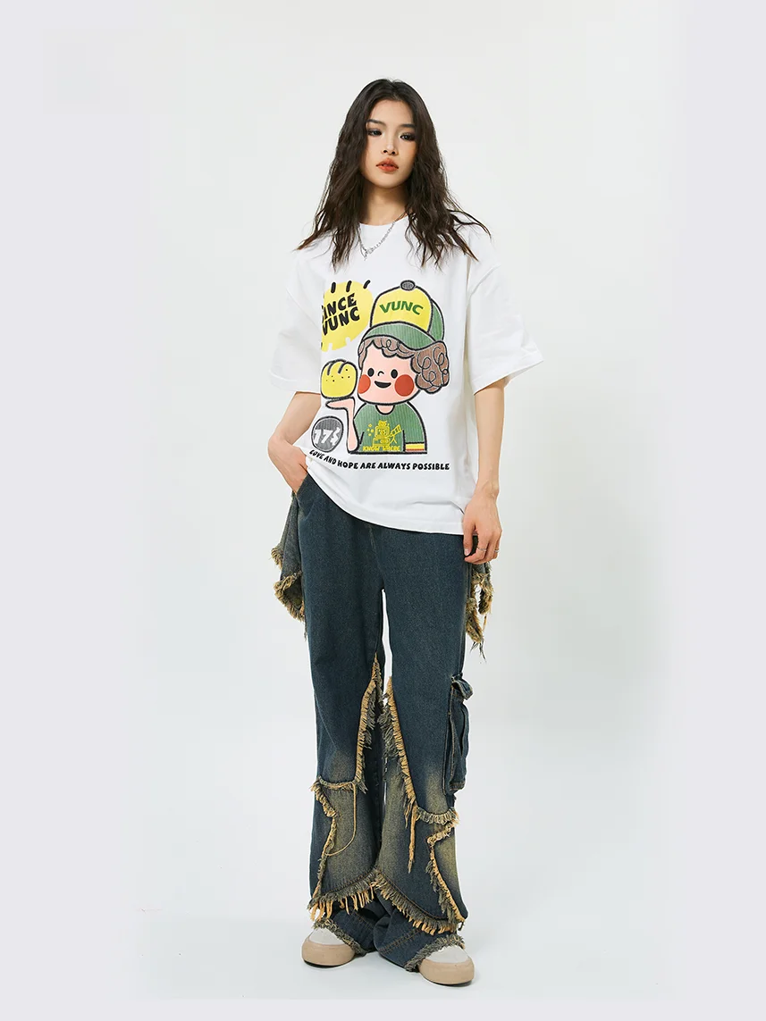 Детская футболка VUNC с вышивкой из искусственной замши и пены коротким рукавом 270