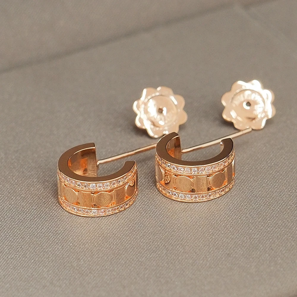 Фото Серьги-кольца Moonmory Luxury Pave CZ и кольцо Époque Reel Ring для женщин Belle Era, подарок на День матери, геометрические украшения, серебро, розовое золото №2