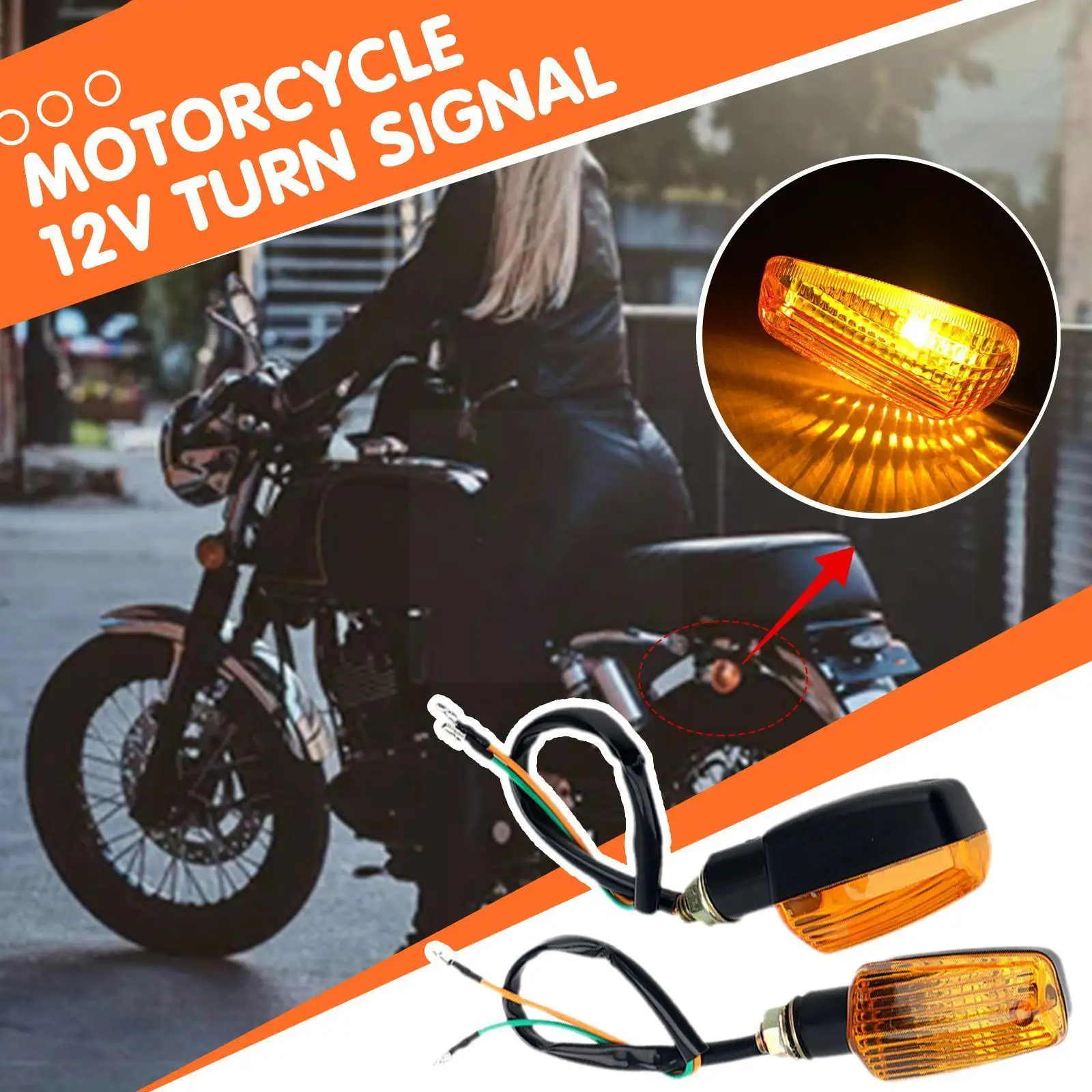 

Motorcycle 12v Turn Signal Plastic Headlight 2pcs Universal Light 12v Lens Accessories Motorcycle Turn Led Amber Signal C8w1