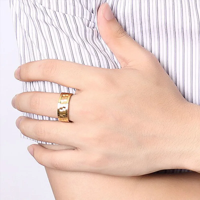 Крутое мужское кольцо из нержавеющей стали вращающееся в стиле панк женское