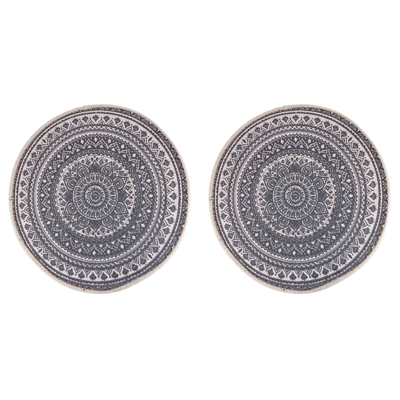 

2X Round Rugs Bedroom Rugs Bohemian Mandala Circle Rugs Suitable For Family Living Room Coffee Round Rugs