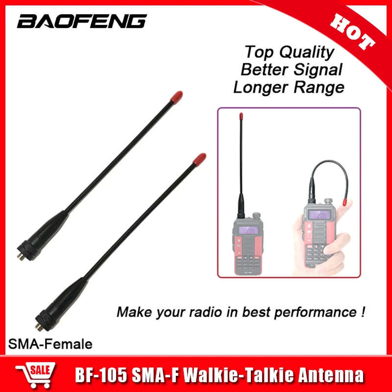 

BF-105 SMA-Female Walkie Talkie Antenna VHF/UHF Dual Band Tri-Band For BAOFENG UV-5R UV-82 UV-10R UV-9R S56 Max Two Way Radio