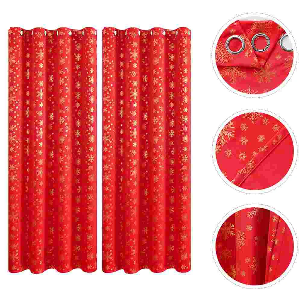 

2pcs Christmas Curtains Xmas Snowflake Blackout Curtains Bedroom Window Drape