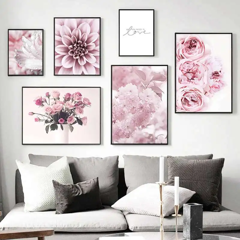 

Nordic Minimalist Posters Flower Cherry Blossom Rose Peony Wall Art Canvas Painting Print Pictures For Living Room Decor YT85