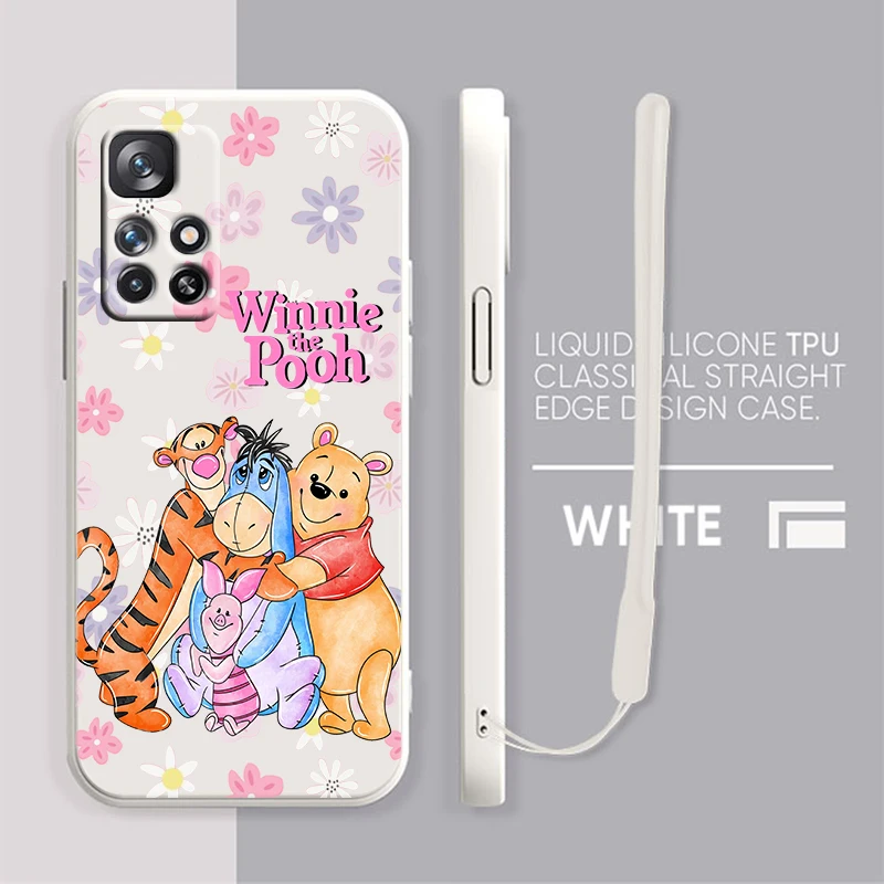 

Disney Winnie Pooh Tigger For Redmi K50 K40 K30 K20 10C X 9C T AT A 8A 7A Gaming Pro Plus Liquid Rope Silicone Phone Case