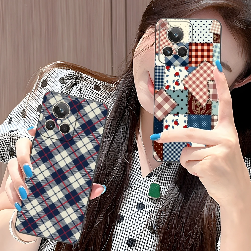 Lattice Grid Texture Mobile Cell Phone Case for Realme GT 2 9i 8i 7i Pro X50 X2 C35 C21 C20 C11 C3 Black Soft Cover Shell